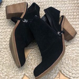 Black cut out booties